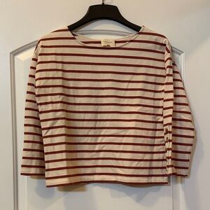 Sezane Red and Cream Striped Long Sleeve Top